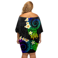 Polynesian Spiral Tribal Tattoo Off Shoulder Short Dress Fanciful Color LT03 - Polynesian Pride
