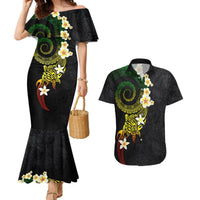 Polynesian Spiral Tribal Tattoo Couples Matching Mermaid Dress and Hawaiian Shirt Reggae Color LT03 Reggae - Polynesian Pride