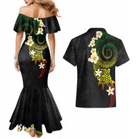 Polynesian Spiral Tribal Tattoo Couples Matching Mermaid Dress and Hawaiian Shirt Reggae Color LT03 - Polynesian Pride