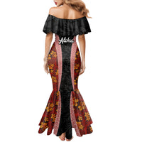 Hawaii Lei and Hibiscus Flowers Tribal Family Matching Mermaid Dress and Hawaiian Shirt Patchwork Abstract Vintage LT03 - Polynesian Pride