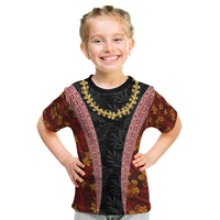 Hawaii Lei and Hibiscus Flowers Tribal Kid T Shirt Patchwork Abstract Vintage