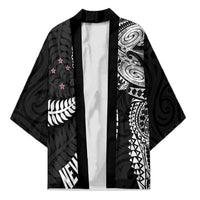 Aotearoa Volleyball Custom Kimono Silver Ferns and Maori Tribal Black