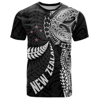 Aotearoa Volleyball Custom T Shirt Silver Ferns and Maori Tribal Black