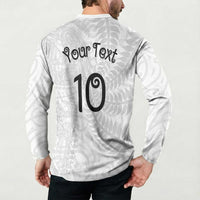 Aotearoa Volleyball Custom Button Sweatshirt Silver Ferns and Maori Tribal White