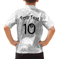 Aotearoa Volleyball Custom Kid Hawaiian Shirt Silver Ferns and Maori Tribal White
