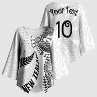 Aotearoa Volleyball Custom Kimono Sleeve Blouse Silver Ferns and Maori Tribal White