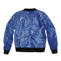 New Zealand Sea Animals Bomber Jacket with Maori Koru Tribal Tattoo and Silver Ferns Aquatic Style LT03 - Polynesian Pride
