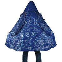 New Zealand Sea Animals Cloak with Maori Koru Tribal Tattoo and Silver Ferns Aquatic Style LT03 Unisex Navy - Polynesian Pride