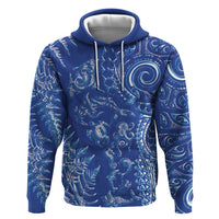 New Zealand Sea Animals Hoodie with Maori Koru Tribal Tattoo and Silver Ferns Aquatic Style LT03 Pullover Hoodie Navy - Polynesian Pride