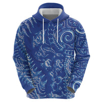 New Zealand Sea Animals Zip Hoodie with Maori Koru Tribal Tattoo and Silver Ferns Aquatic Style LT03 - Polynesian Pride