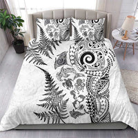 New Zealand Sea Animals Bedding Set with Maori Koru Tribal Tattoo and Silver Ferns White Color LT03 - Polynesian Pride