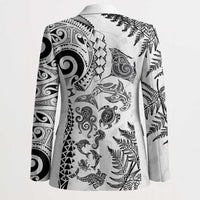 New Zealand Sea Animals Blazer with Maori Koru Tribal Tattoo and Silver Ferns White Color LT03 - Polynesian Pride