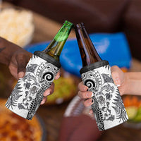New Zealand Sea Animals 4 in 1 Can Cooler Tumbler with Maori Koru Tribal Tattoo and Silver Ferns White Color LT03 - Polynesian Pride