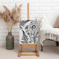 New Zealand Sea Animals Canvas Wall Art with Maori Koru Tribal Tattoo and Silver Ferns White Color LT03 - Polynesian Pride
