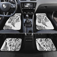 New Zealand Sea Animals Car Mats with Maori Koru Tribal Tattoo and Silver Ferns White Color LT03 Set 4pcs White - Polynesian Pride