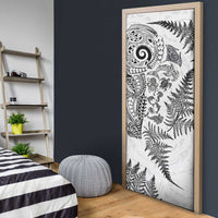 New Zealand Sea Animals Door Cover with Maori Koru Tribal Tattoo and Silver Ferns White Color LT03 - Polynesian Pride