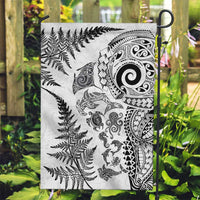 New Zealand Sea Animals Garden Flag with Maori Koru Tribal Tattoo and Silver Ferns White Color LT03 Garden Flag White - Polynesian Pride