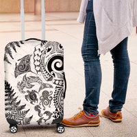 New Zealand Sea Animals Luggage Cover with Maori Koru Tribal Tattoo and Silver Ferns White Color LT03 White - Polynesian Pride