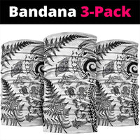 New Zealand Sea Animals Neck Gaiter with Maori Koru Tribal Tattoo and Silver Ferns White Color LT03 package One Size: 25*50cm White - Polynesian Pride