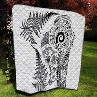New Zealand Sea Animals Quilt with Maori Koru Tribal Tattoo and Silver Ferns White Color LT03 - Polynesian Pride