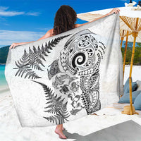 New Zealand Sea Animals Sarong with Maori Koru Tribal Tattoo and Silver Ferns White Color LT03 One Size 44 x 66 inches White - Polynesian Pride