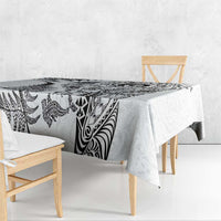 New Zealand Sea Animals Tablecloth with Maori Koru Tribal Tattoo and Silver Ferns White Color LT03 - Polynesian Pride