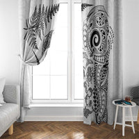 New Zealand Sea Animals Window Curtain with Maori Koru Tribal Tattoo and Silver Ferns White Color LT03 - Polynesian Pride