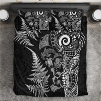New Zealand Sea Animals Bedding Set with Maori Koru Tribal Tattoo and Silver Ferns Black Color LT03 Black - Polynesian Pride
