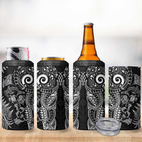 New Zealand Sea Animals 4 in 1 Can Cooler Tumbler with Maori Koru Tribal Tattoo and Silver Ferns Black Color LT03 - Polynesian Pride