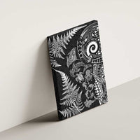 New Zealand Sea Animals Canvas Wall Art with Maori Koru Tribal Tattoo and Silver Ferns Black Color LT03 - Polynesian Pride