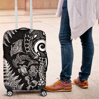 New Zealand Sea Animals Luggage Cover with Maori Koru Tribal Tattoo and Silver Ferns Black Color LT03 Black - Polynesian Pride