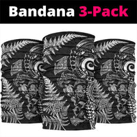 New Zealand Sea Animals Neck Gaiter with Maori Koru Tribal Tattoo and Silver Ferns Black Color LT03 package One Size: 25*50cm Black - Polynesian Pride