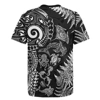 New Zealand Sea Animals Rugby Jersey with Maori Koru Tribal Tattoo and Silver Ferns Black Color LT03 - Polynesian Pride