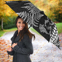New Zealand Sea Animals Umbrella with Maori Koru Tribal Tattoo and Silver Ferns Black Color LT03 - Polynesian Pride
