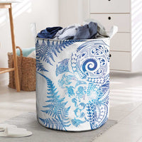 New Zealand Sea Animals Laundry Basket with Maori Koru Tribal Tattoo and Silver Ferns Galaxy Style LT03 Multicolor - Polynesian Pride