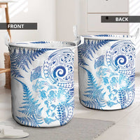New Zealand Sea Animals Laundry Basket with Maori Koru Tribal Tattoo and Silver Ferns Galaxy Style LT03 - Polynesian Pride