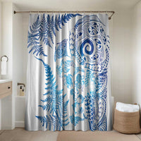 New Zealand Sea Animals Bathroom Set with Maori Koru Tribal Tattoo and Silver Ferns Galaxy Style LT03 Shower Curtain Only Multicolor - Polynesian Pride