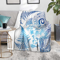 New Zealand Sea Animals Blanket with Maori Koru Tribal Tattoo and Silver Ferns Galaxy Style LT03 - Polynesian Pride