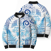 New Zealand Sea Animals Bomber Puffer Jacket with Maori Koru Tribal Tattoo and Silver Ferns Galaxy Style LT03 - Polynesian Pride