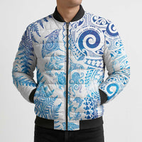 New Zealand Sea Animals Bomber Puffer Jacket with Maori Koru Tribal Tattoo and Silver Ferns Galaxy Style LT03 - Polynesian Pride