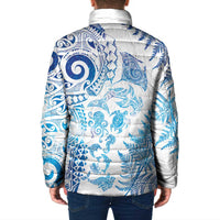 New Zealand Sea Animals Padded Jacket with Maori Koru Tribal Tattoo and Silver Ferns Galaxy Style LT03 - Polynesian Pride