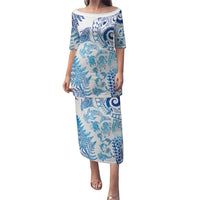 New Zealand Sea Animals Puletasi with Maori Koru Tribal Tattoo and Silver Ferns Galaxy Style LT03 Long Dress Multicolor - Polynesian Pride