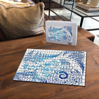 New Zealand Sea Animals Puzzle with Maori Koru Tribal Tattoo and Silver Ferns Galaxy Style LT03 - Polynesian Pride