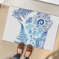 New Zealand Sea Animals Rubber Doormat with Maori Koru Tribal Tattoo and Silver Ferns Galaxy Style LT03 - Polynesian Pride