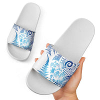 New Zealand Sea Animals Slide Sandals with Maori Koru Tribal Tattoo and Silver Ferns Galaxy Style LT03 - Polynesian Pride