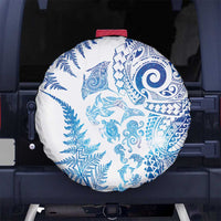 New Zealand Sea Animals Spare Tire Cover with Maori Koru Tribal Tattoo and Silver Ferns Galaxy Style LT03 No hole Multicolor - Polynesian Pride