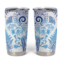 New Zealand Sea Animals Tumbler Cup with Maori Koru Tribal Tattoo and Silver Ferns Galaxy Style LT03 Multicolor - Polynesian Pride