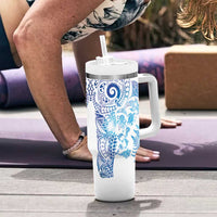 New Zealand Sea Animals Tumbler With Handle with Maori Koru Tribal Tattoo and Silver Ferns Galaxy Style