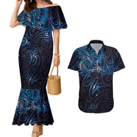 New Zealand New Year-Matariki Couples Matching Mermaid Dress and Hawaiian Shirt Aotearoa Maori Tattoo Galaxy Sky LT03 Multicolor - Polynesian Pride