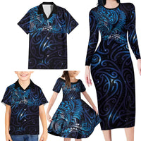 New Zealand New Year-Matariki Family Matching Long Sleeve Bodycon Dress and Hawaiian Shirt Aotearoa Maori Tattoo Galaxy Sky LT03 - Polynesian Pride